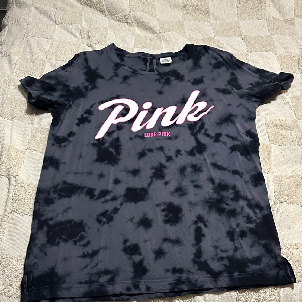 PINK Victoria's Secret Black Tie-Dye Women’s Tee